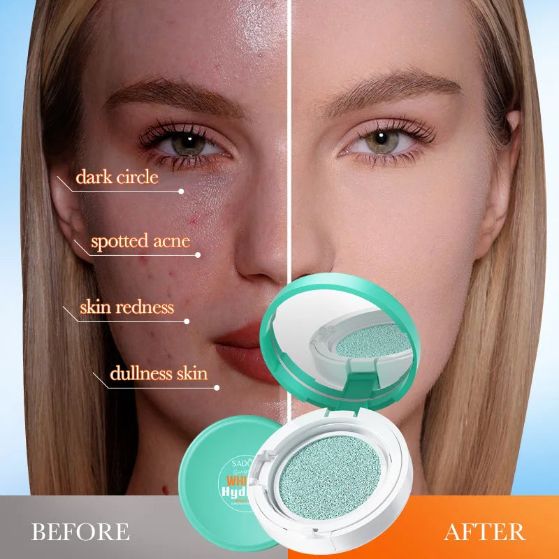 SADOER Air Cushion Whitening Hydrating Barrier Concealer BB Cream Brighten Moisturizing Sunscreen SPF60+ Anti-sunburn Makeup