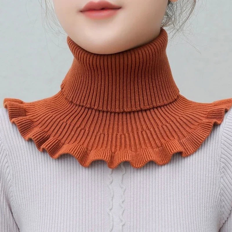Warm Knitted Fake Collar Women Thicken Turtleneck Ruffles False Collars Detachable Neck Guard Winter Windproof Fake Collar