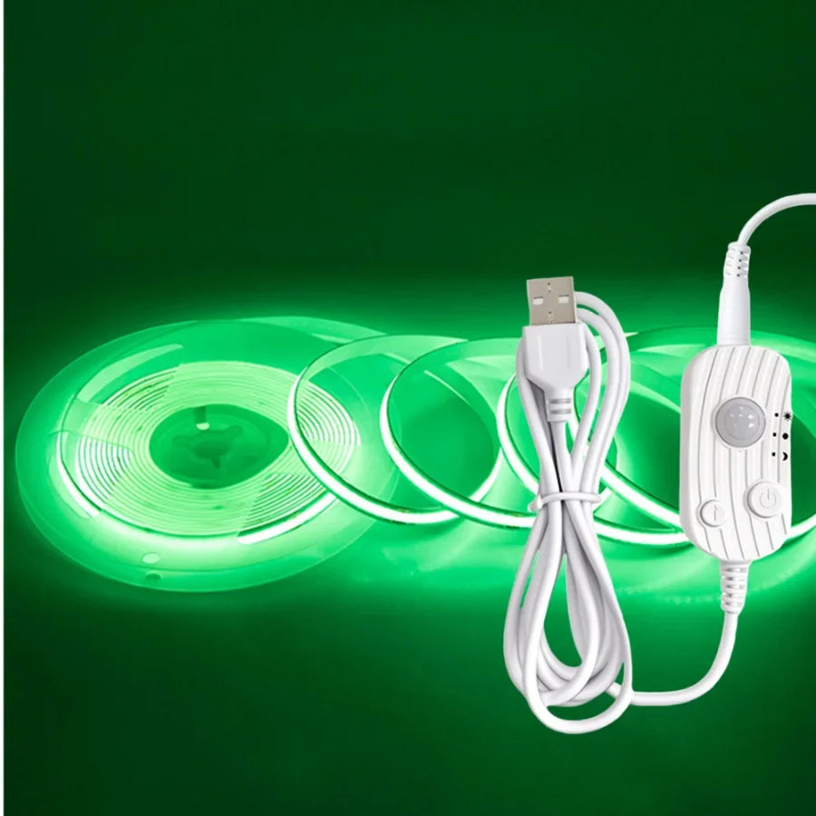PIR Induction Dimmable 5V USB Adjustable COB Light Strip Motion Sensor Night Light Bathroom, Bedroom, Bed TV Lighting Decoration