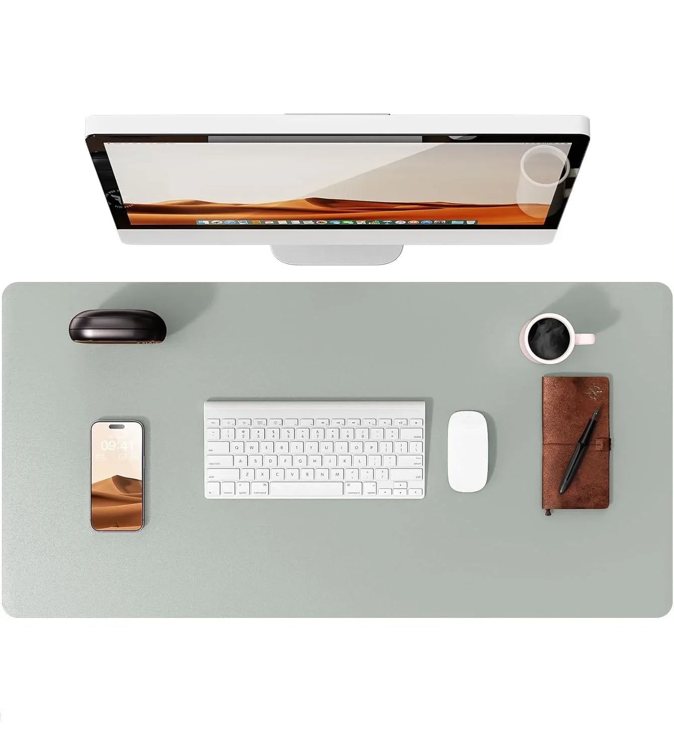 Large Mouse Pad,Office Desk Mat, Leather Desk Pad Protector, Non-Slip PU Leather Desk Blotter, Laptop Desk Pad