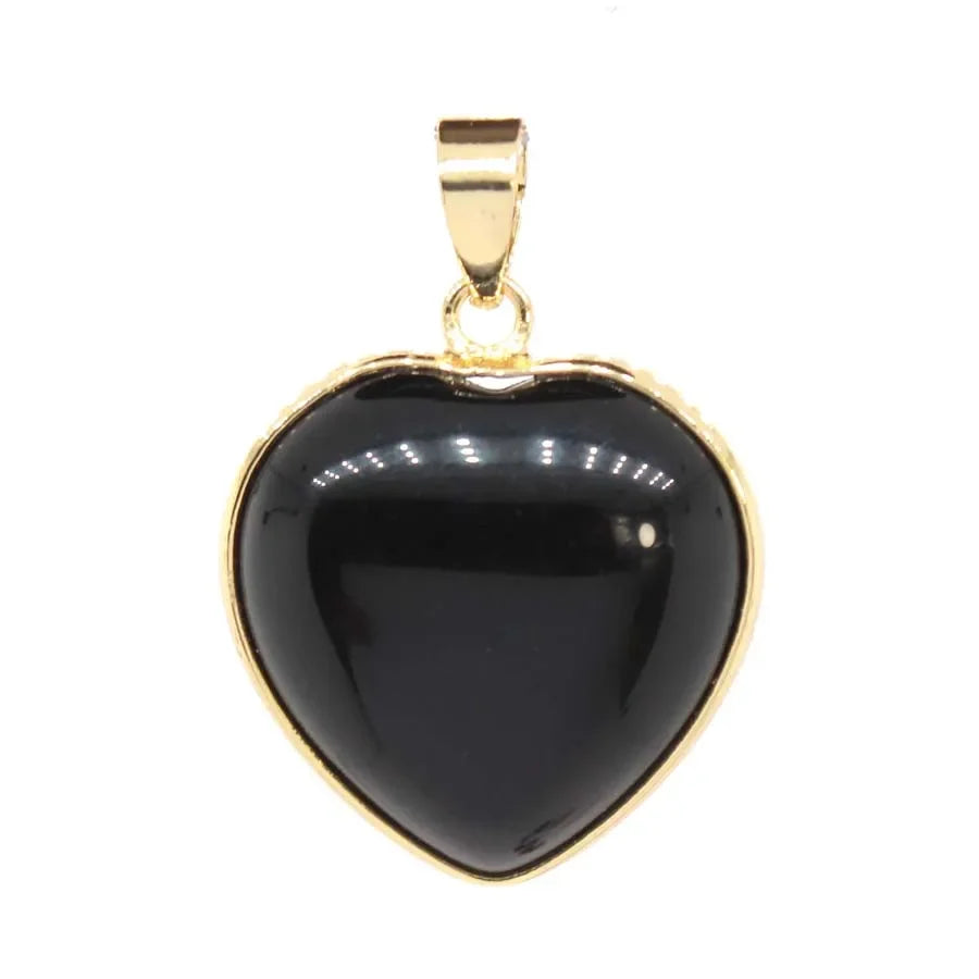 Charms Natural Healing Crystal Heart Stone Pendants For Women Necklace DIY Amethyst Rose Quartz Fluorite Aquamarine Men Jewelry