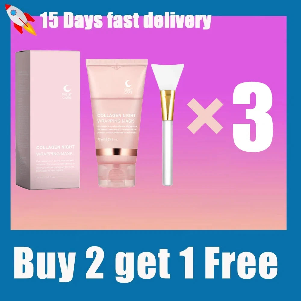 Korean Night Collagen Sleep Mask: Gently Firms, Reduces Puffiness for Refined Contours & Glass-Like Skin