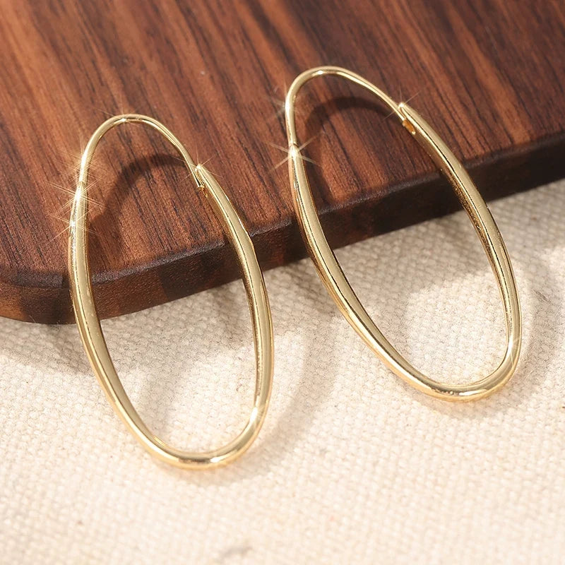 Minimalist Gold Color Dangle Women's Earrings Geometric Oval Party Daily Wear