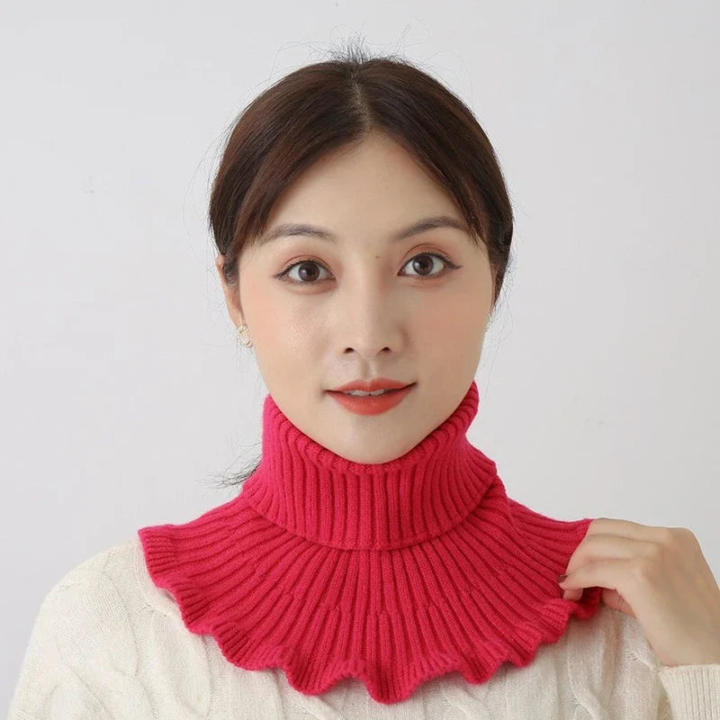 Warm Knitted Fake Collar Women Thicken Turtleneck Ruffles False Collars Detachable Neck Guard Winter Windproof Fake Collar