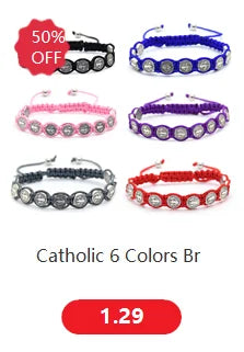 Religious Catholic Cross Bracelet Wooden Beads Wrap Braided Jesus Prayer Bracelets Handmade Jewelry Gift