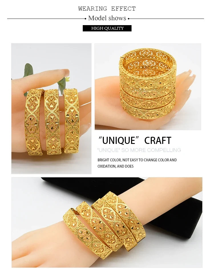 Indian Gold Color Tassel Bracelets Ring For Women Dubai African Hard Charm Bangles Wedding Arabic Hand Jewelry Party Gifts