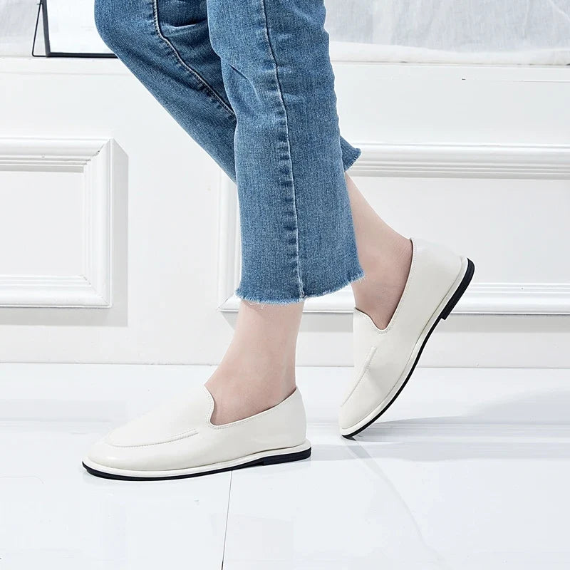AIYUQI Loafers Women 2026 New Spring Round Toe One Foot Slip-on Shoes Women Genuine Leather Soft Flats Shoes Women