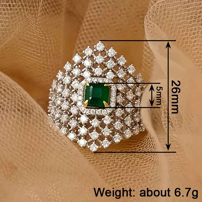 Huitan Luxury Hollow Rings with Dazzling CZ Graceful Gentle Finger Accessories for Women Creative Noble Chic Engagement Jewelry