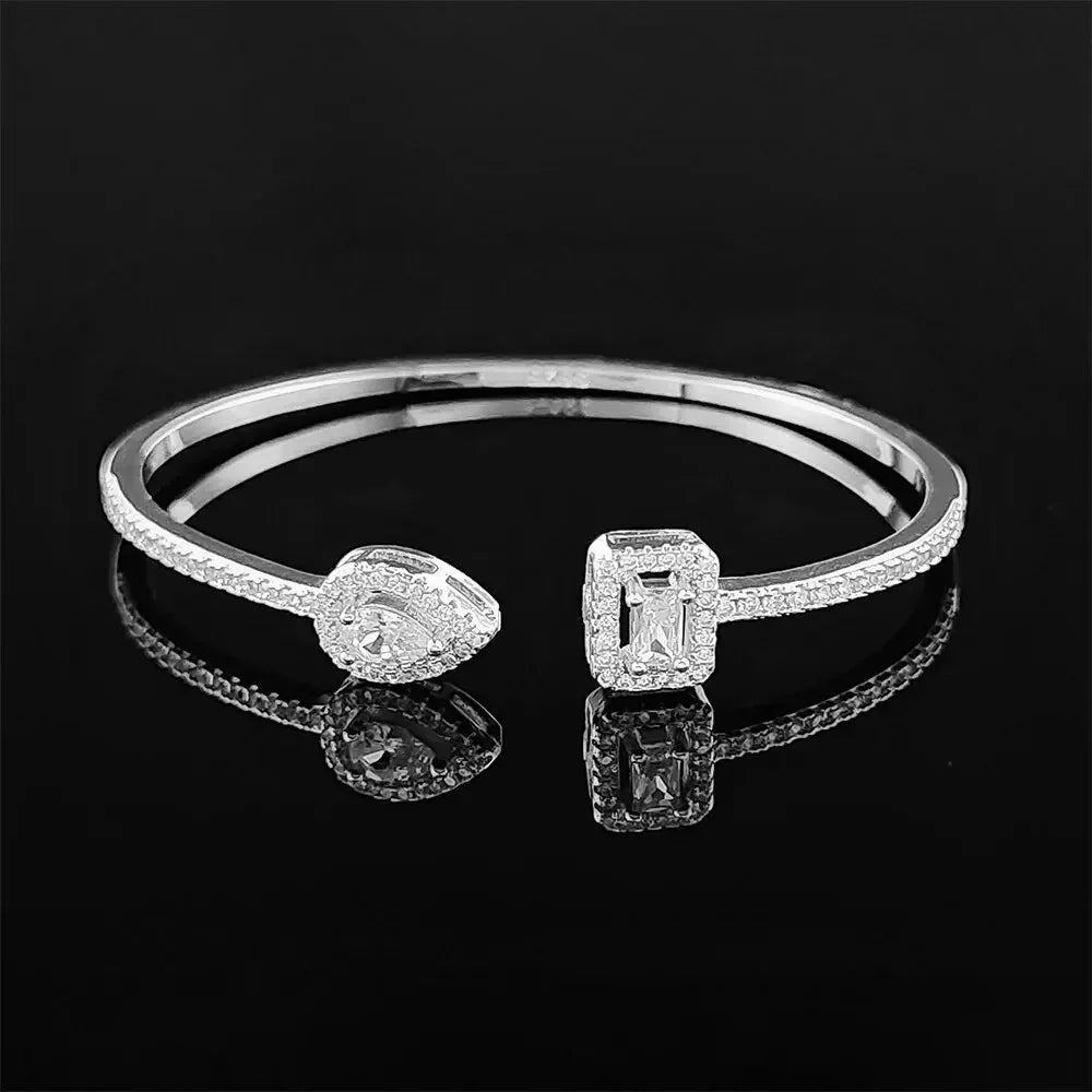 Trendy Snake Punk Pear Shape Silver Color on Hand Adjustable Open Bangle for Women Anniversary Gift Jewelry Wholesale S5214bb