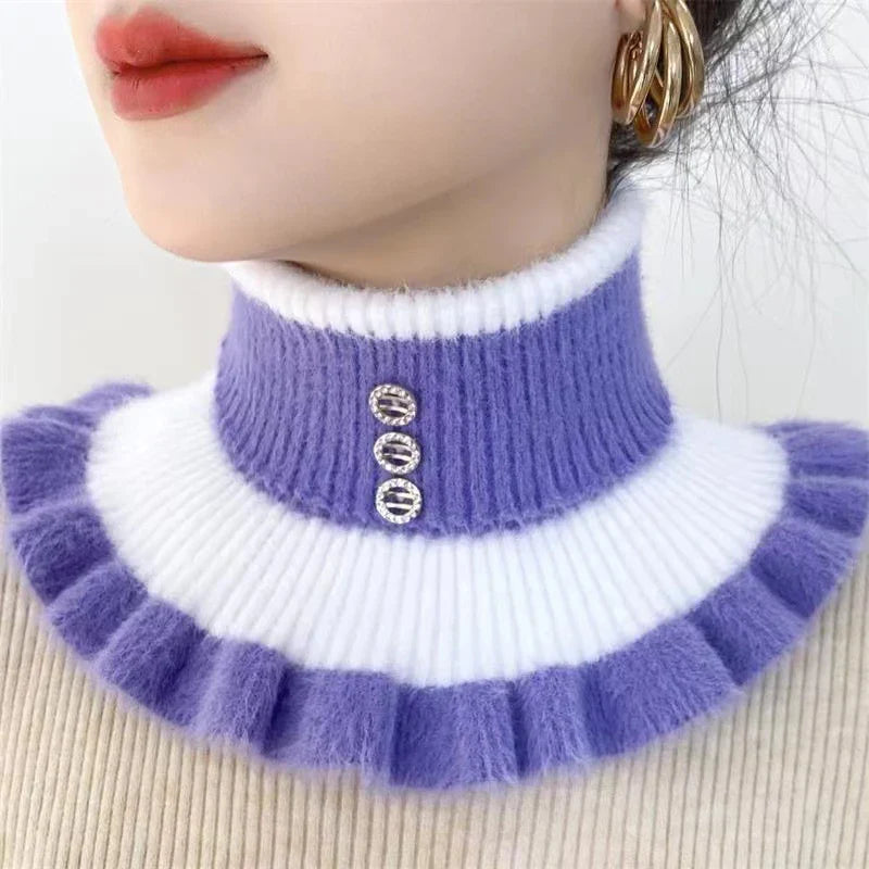 Warm Knitted Fake Collar Women Thicken Turtleneck Ruffles False Collars Detachable Neck Guard Winter Windproof Fake Collar
