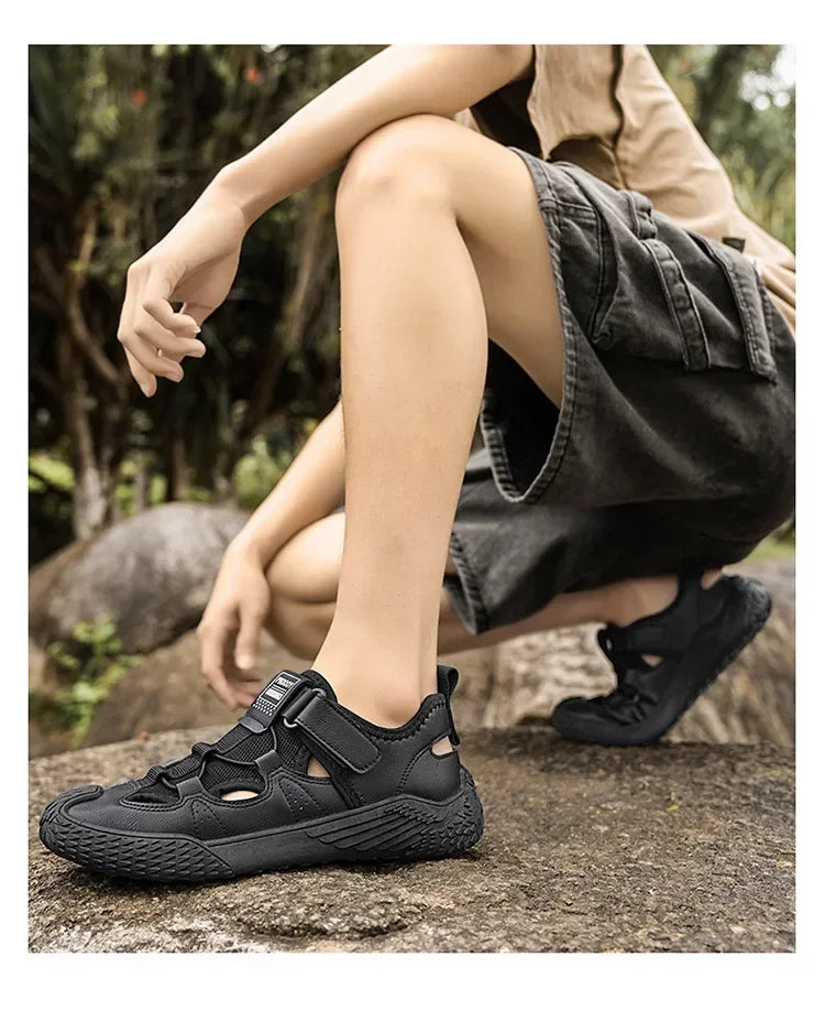 Large Size Sandals for Men, 2026 New Style, Trendy, Versatile, Casual Sports Sandals, Soft-Soled Hollow Beach Shoes for Men