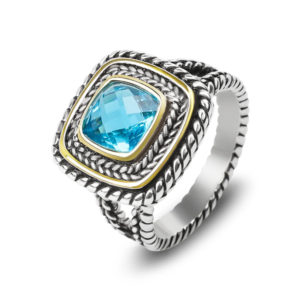 Designer Inspired Two Tone Statement Rings for Women 18K Gold Plated Fashion Brand Engagement Wedding Ring