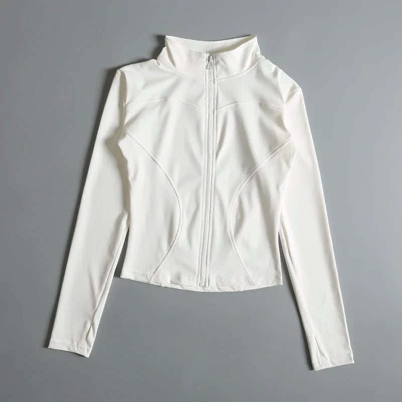 Women Zip Fitness Yoga Shirt Long Sleeve Sports Jacket Gym Top Activewear Running Coats Workout Clothes Woman