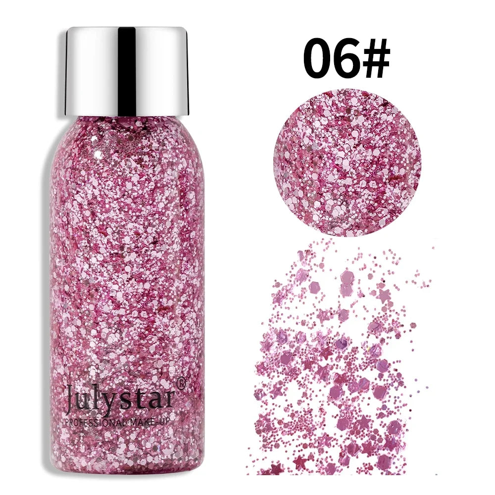 Glitter Eye Shadow Liquid Face Body Sequins Gel Long-Lasting Liquid Face Shimmer Multicolor For Party Music Festival Makeup 30ML