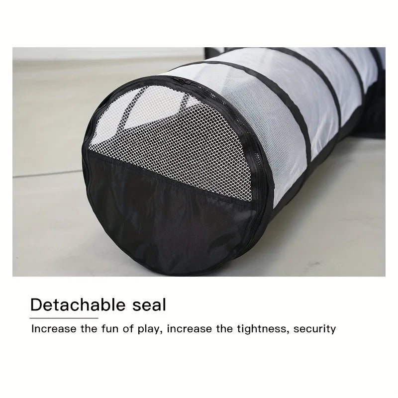 2-Piece Cat Tunnel & Play Mat Set - Foldable, Interactive Pet Toy ForCats And Dogs - Durable Polyester