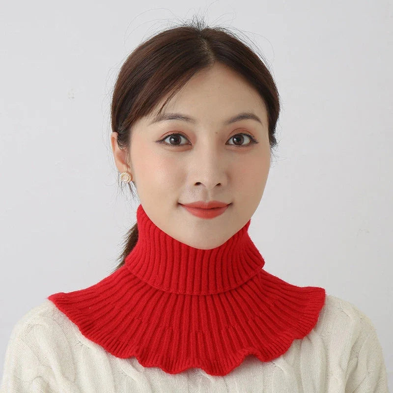 Warm Knitted Fake Collar Women Thicken Turtleneck Ruffles False Collars Detachable Neck Guard Winter Windproof Fake Collar