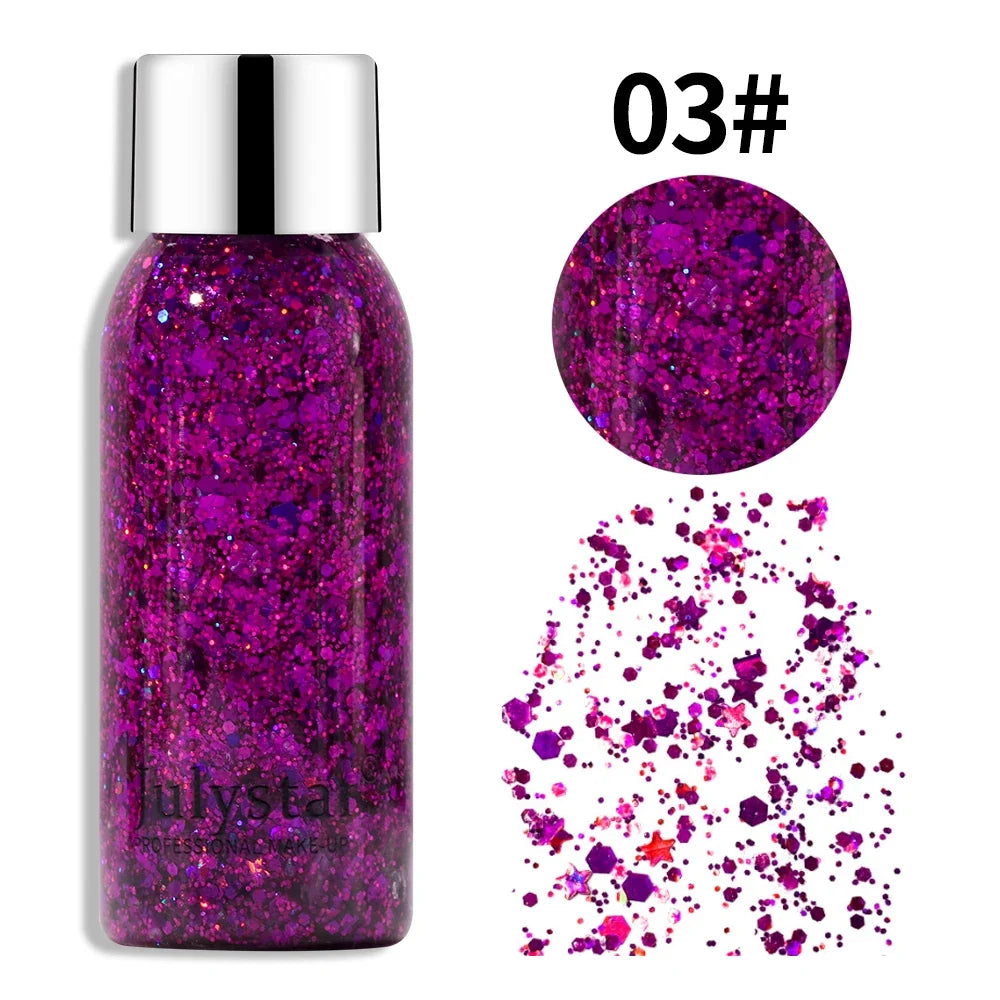 Glitter Eye Shadow Liquid Face Body Sequins Gel Long-Lasting Liquid Face Shimmer Multicolor For Party Music Festival Makeup 30ML
