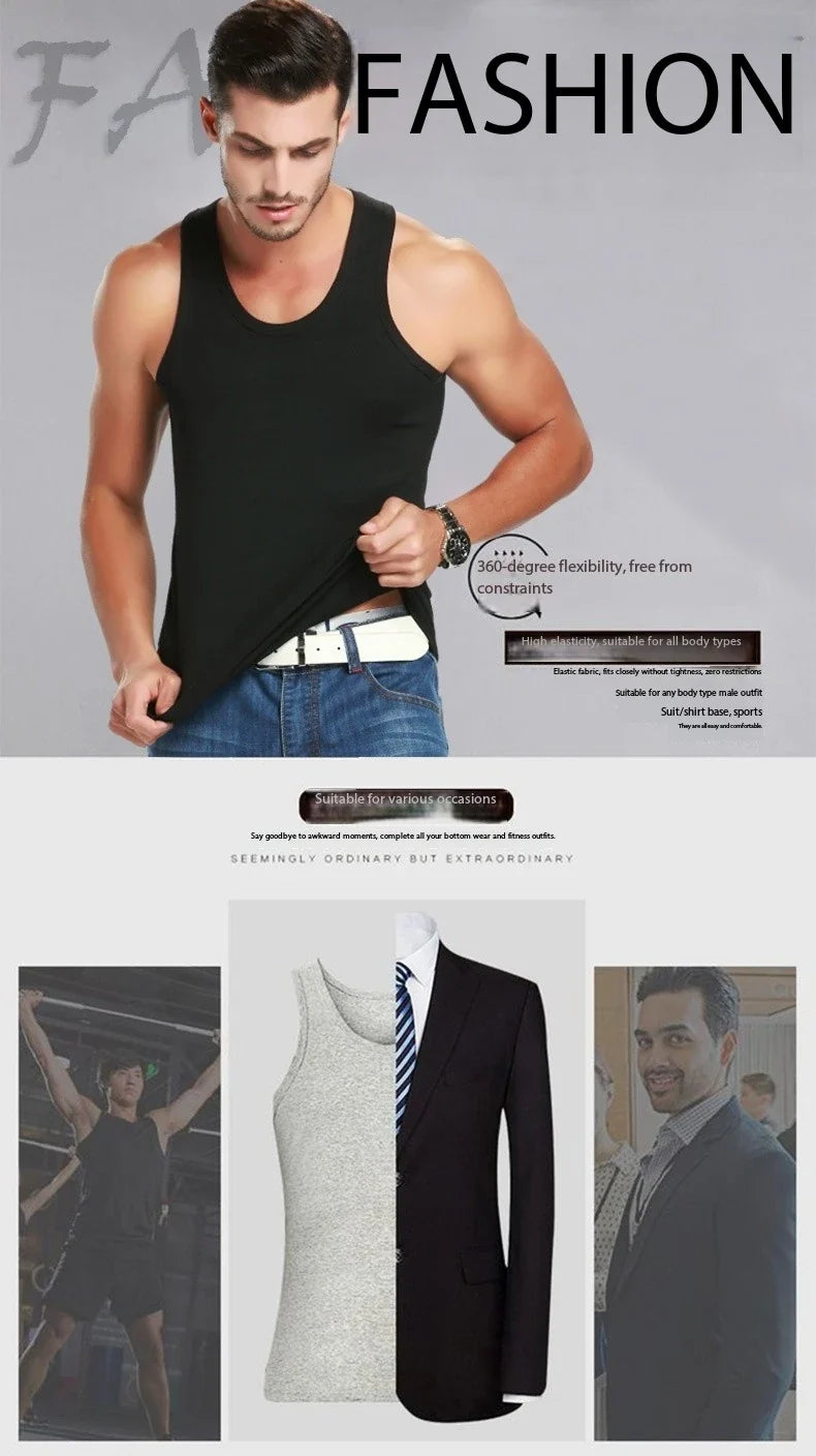 2026 New Men's Summer Lightweight Cotton Tight Vest Sports Casual Family Pajamas Outdoor Tight Top Breathable Quick Drying Vest