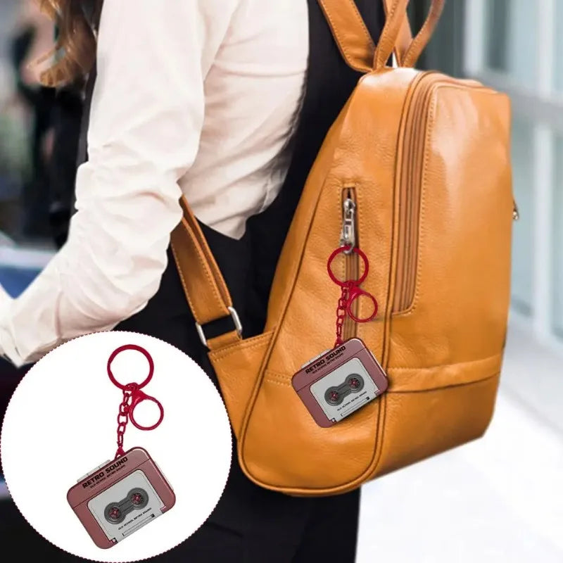 1/2Pcs Retro Tape Recorder Keychain Mini Recording Music Box Pendant Keyring Backpack Ornament Birthday Couple Personalized Gift