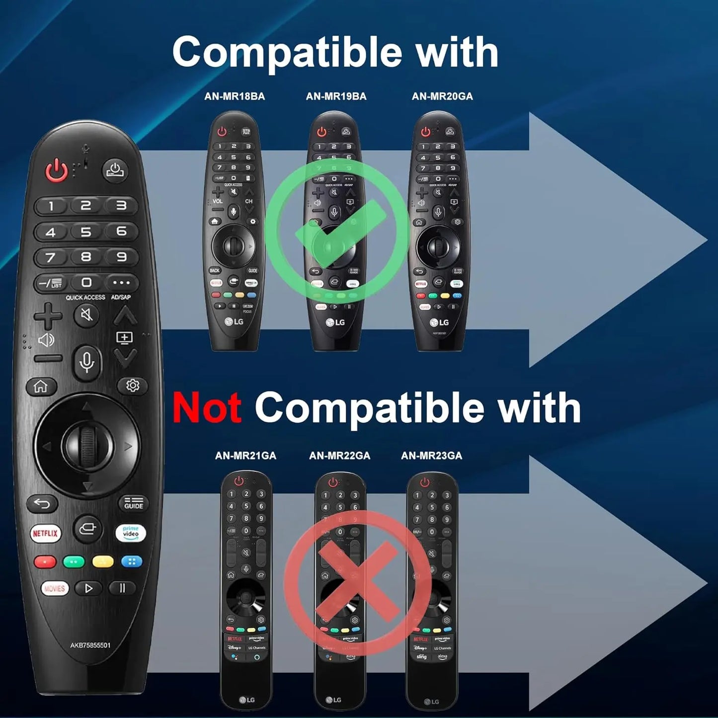 New AN MR20GA AKB75855501 voice pointer remote for smart TV compatible with many models easy operation control tool