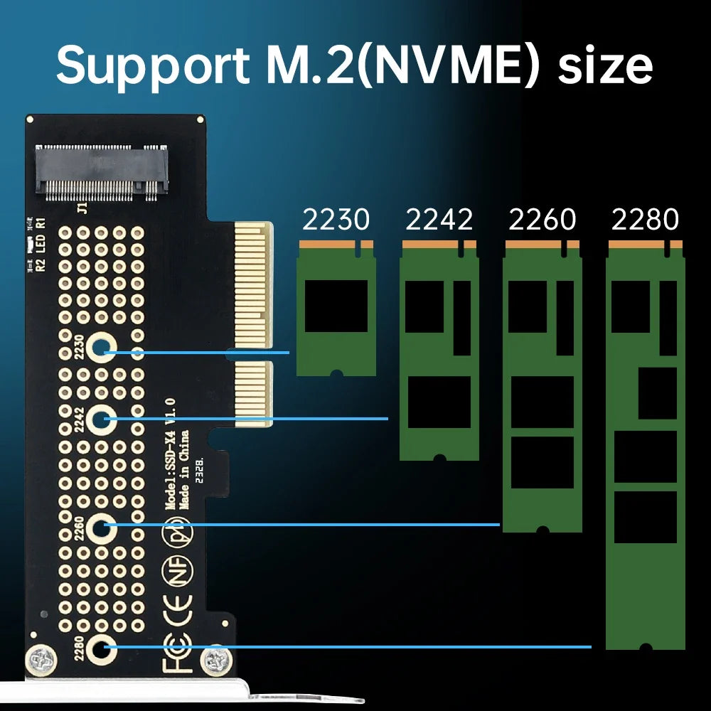 FENVI M.2 NVME to PCI-E X4 Converter Adapter M.2 NVME SSD M Key Expansion To PCIE X4 X8 X16 Card Riser for 2230/2242/2260/2280