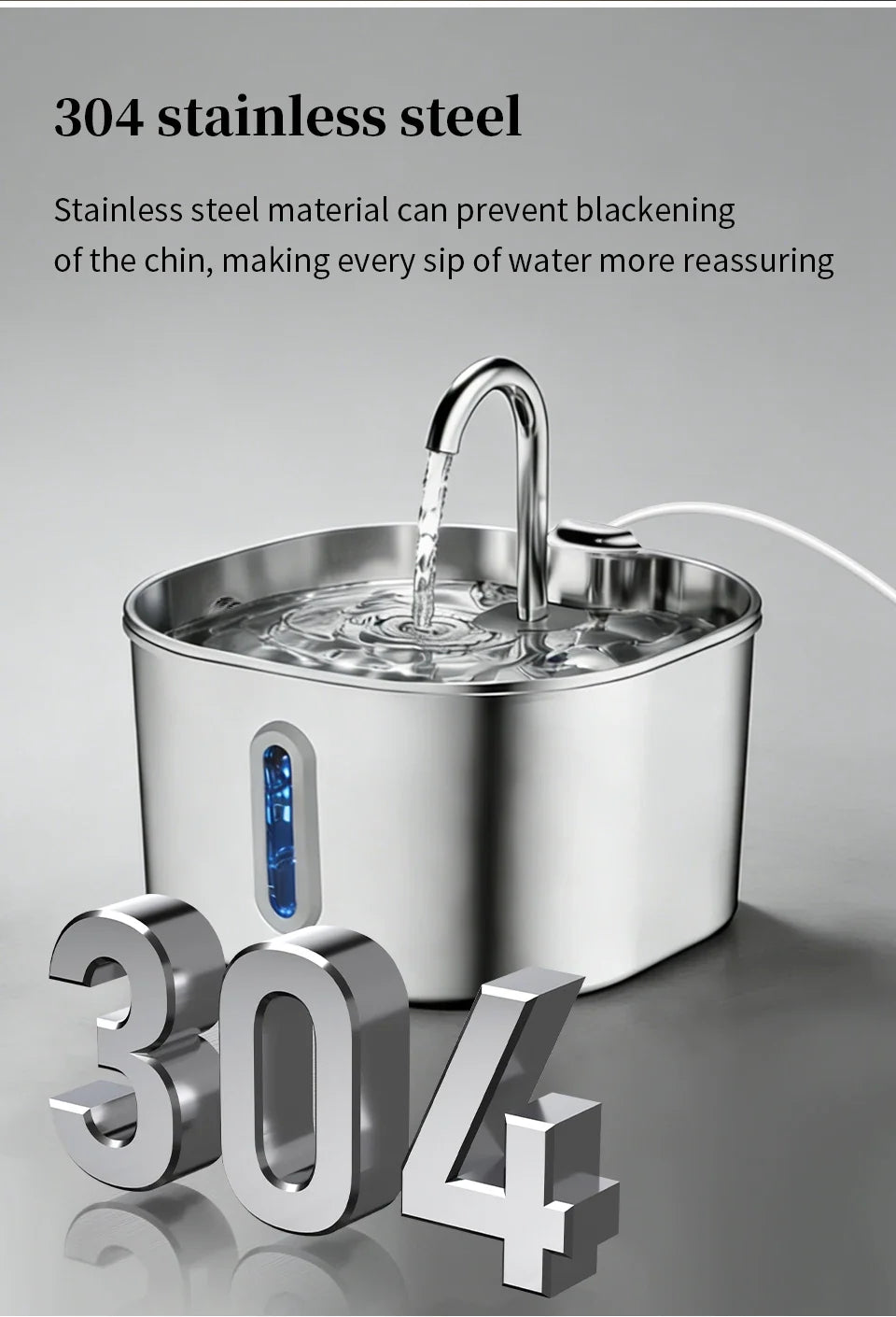 Large Capacity Cat Water Fountain Stainless Steel Automatic Pet Drinking Fountain for Indoor Cats Dogs Quiet Cat Water Dispener