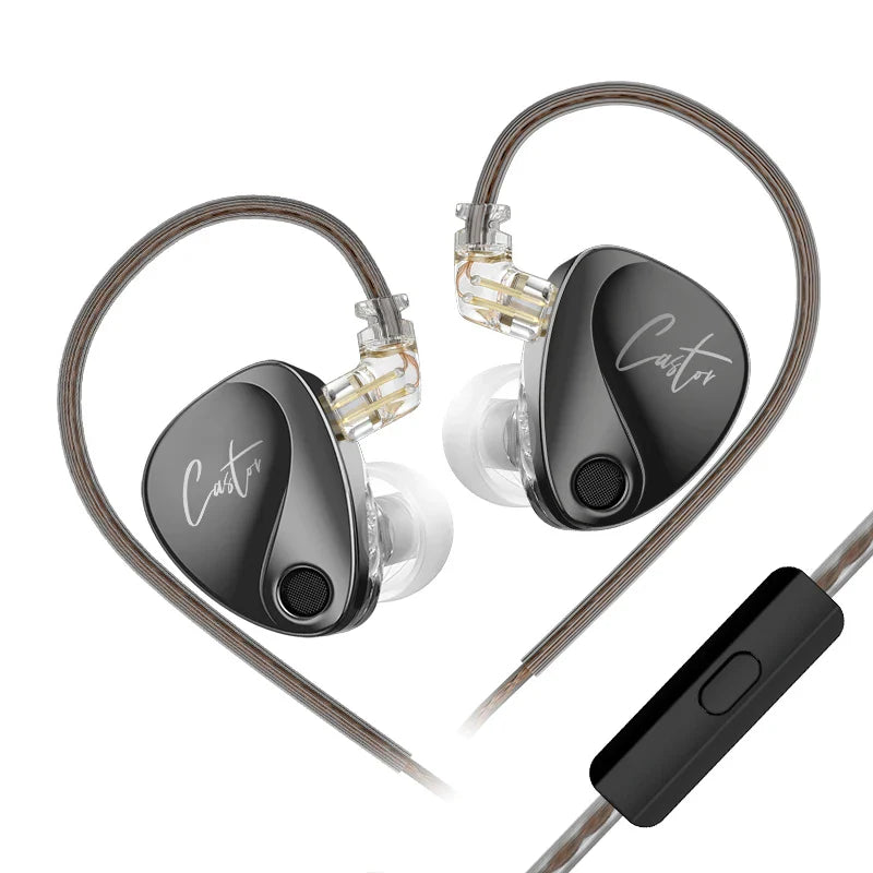 KZ Castor in Ear HiFi Earphone 2DD Dynamic High-end Tunable Balanced Armature Earphones Noise Cancelling with Detachable Cable