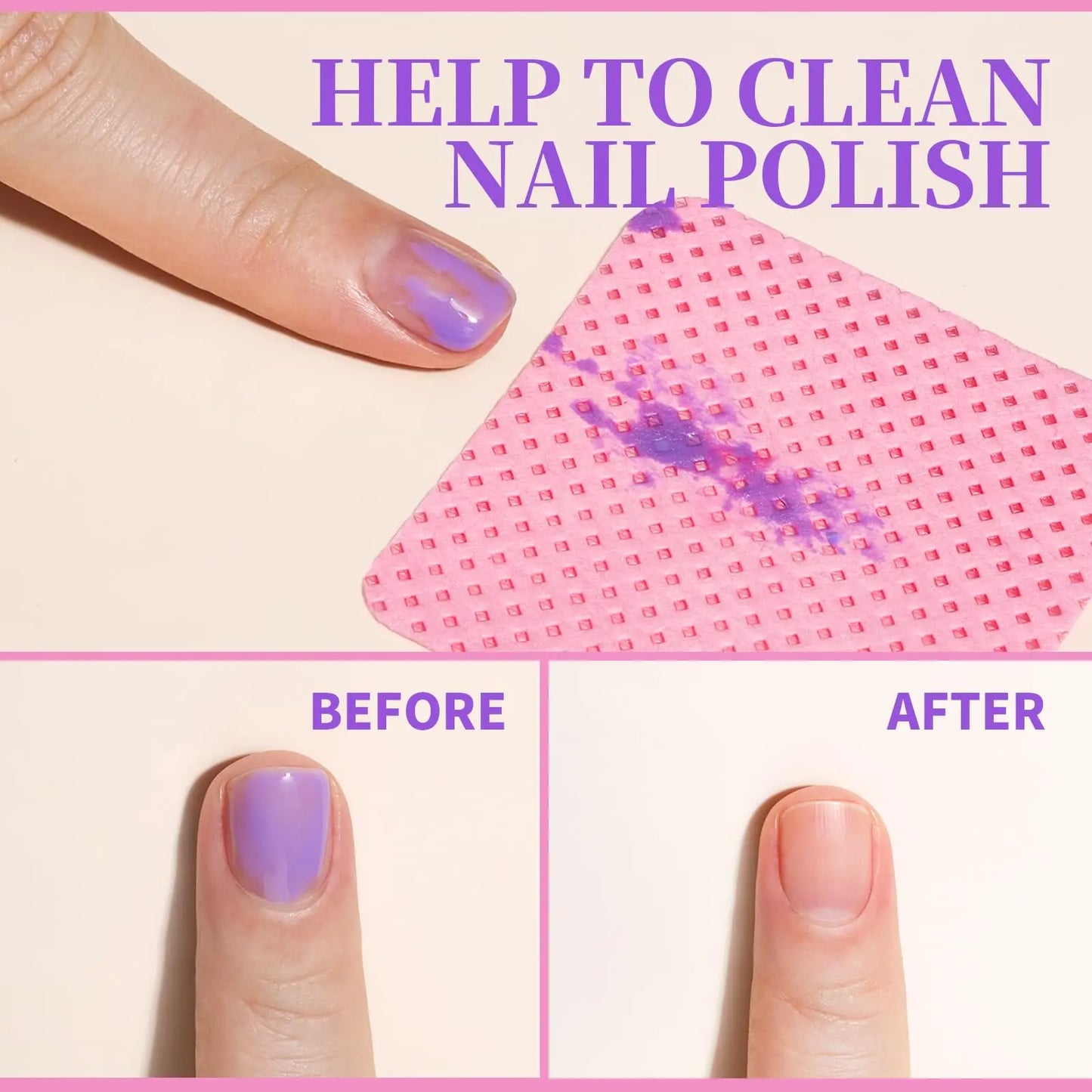 50Pcs Lint Free Nail Wipes Eyelash Extension Glue Wipes Cleaner Cloth Non-Woven Fabric Nail Gel Polish Remover Cotton Pads