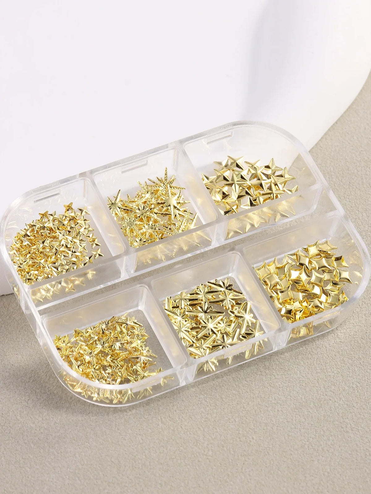 6/12Grids Gold Star Moon Metallic Rivet 3D Nail Charms Alloy Sun Moon Starlight Rhinestones Nail Studs For Nail Art Decoration
