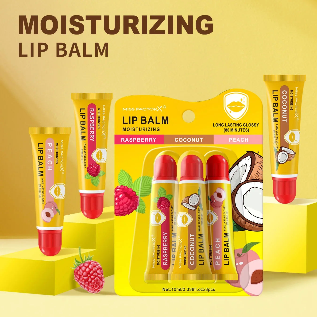 3-Piece Cardboard Lipstick Set -10ml * 3PCS Portable Belt Deep Moisturizing and Gloss Autumn and Winter Care Lipstick
