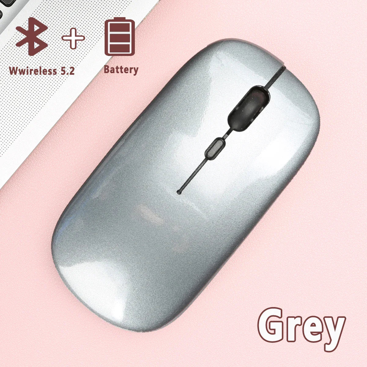 Bluetooth 5.0 Wireless Mouse Ultra Slim Portable Silent Ergonomic for Laptop Tablet PC MacBook Phone Adjustable DPI Ergonomic