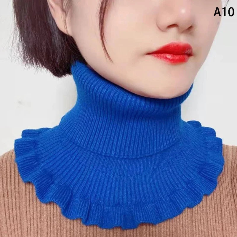 Warm Knitted Fake Collar Women Thicken Turtleneck Ruffles False Collars Detachable Neck Guard Winter Windproof Fake Collar