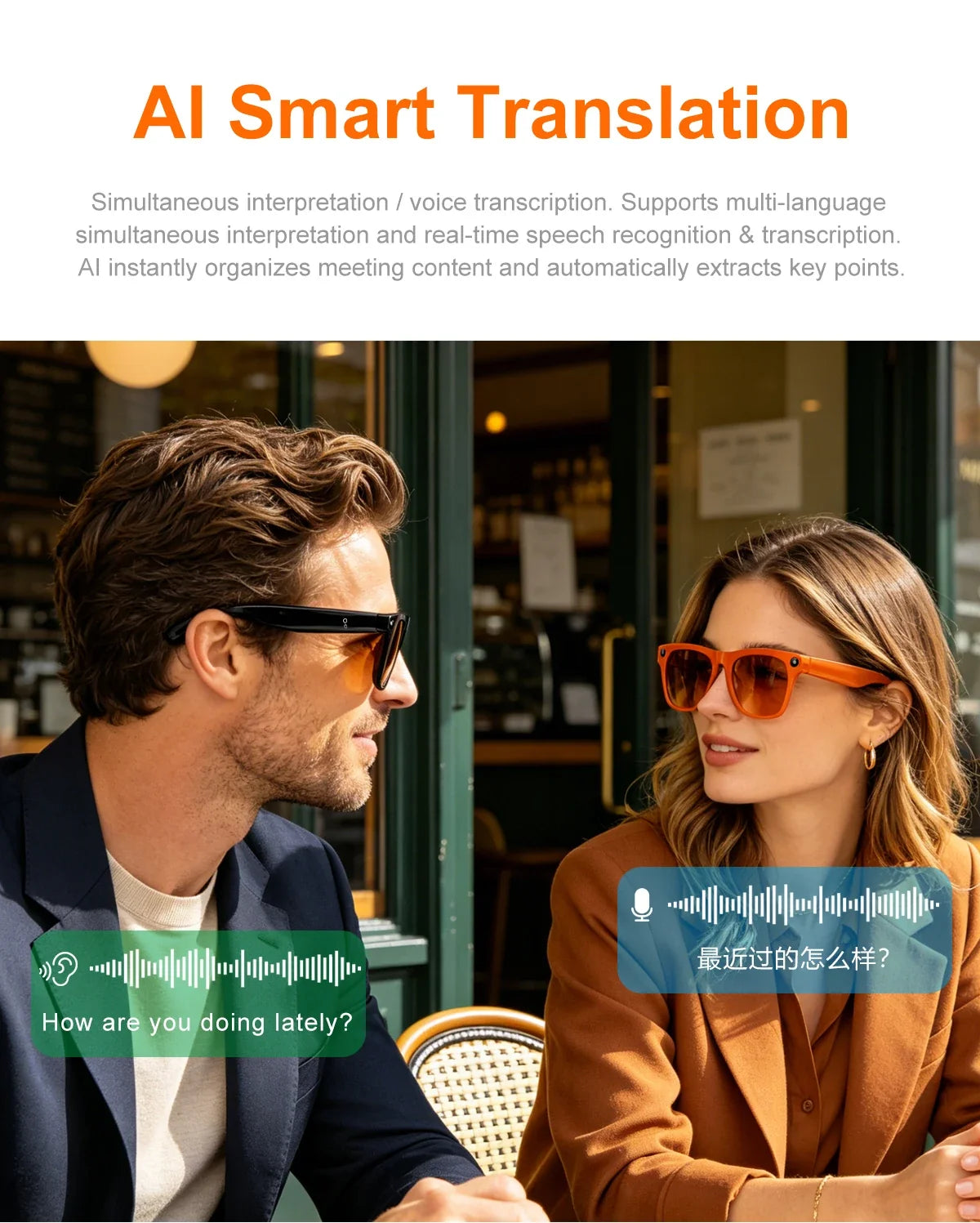 Lenovo Upgrade Smart AI Glasses 800W HD 8K Shooting Camera Photo Video Voice Call Translation Bluetooth AI Motorcycle Glasses