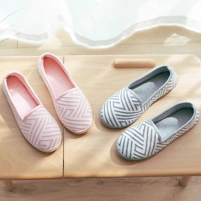 New 2026 Spring Autumn At Home Thermal Anti-Skid Slippers Women's Knitted Indoor Slippers Soft Outsole House Shoes