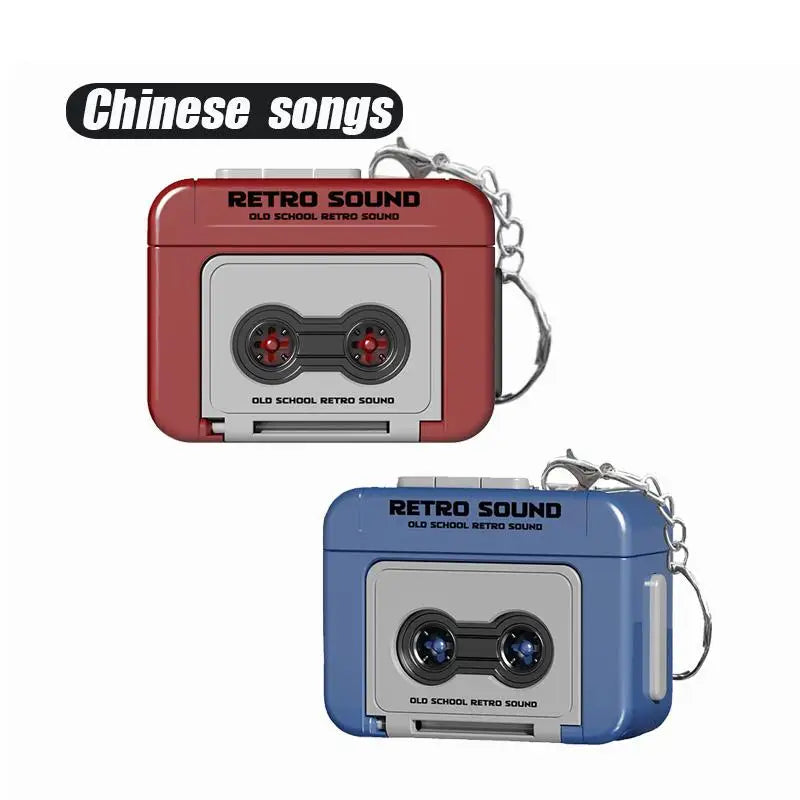 1/2Pcs Retro Tape Recorder Keychain Mini Recording Music Box Pendant Keyring Backpack Ornament Birthday Couple Personalized Gift