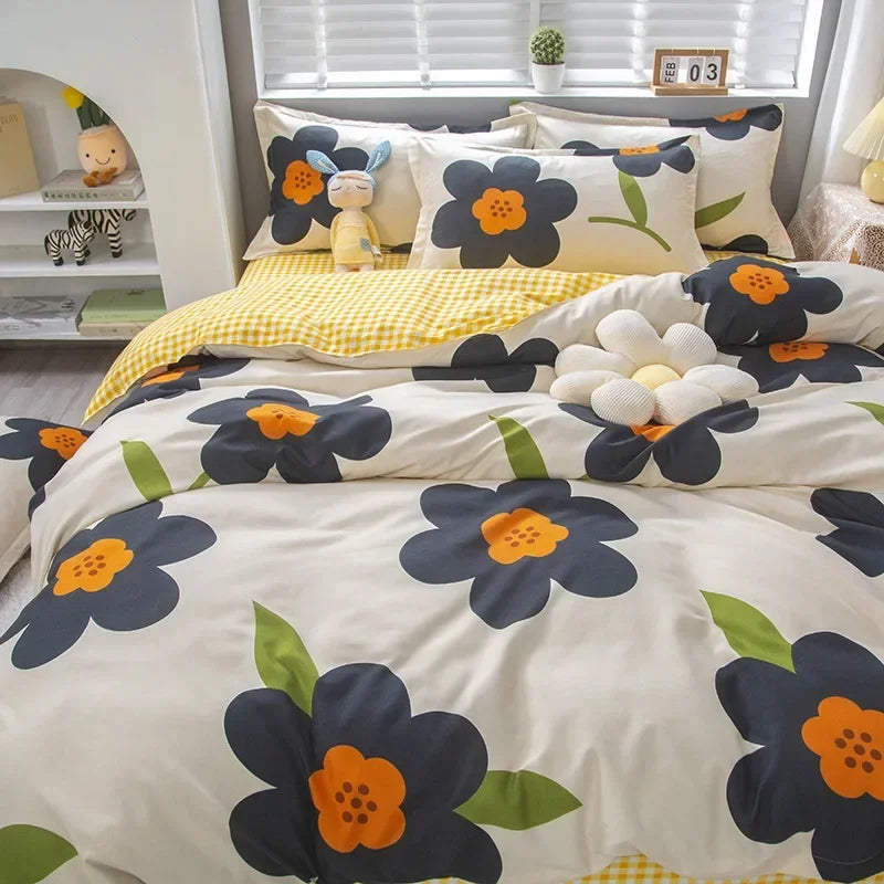 Lovely Cartoon King Size Duvet Cover Set 220x240 Skin Friendly Double Bed Quilt Cover Blanket Comforter Cover and Pillowcase
