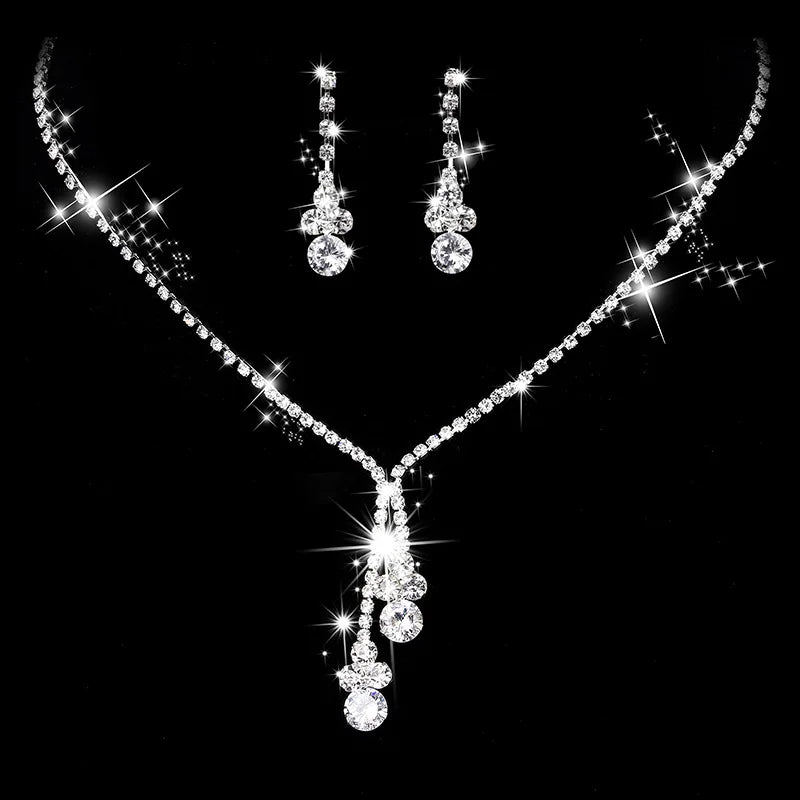 Women's Necklace Earrings Set Zircon Dangle Earrings Set Exquisite Wedding Party Jewelry Set for Anniversary Mother's Day Gift