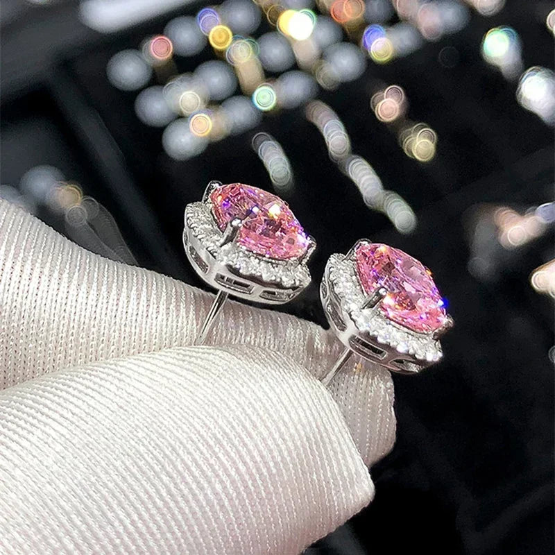 Huitan Classic Cushion Shape Stud Earrings with Brilliant Cubic Zirconia Stone Wedding Engagement Party Luxury Jewelry for Women