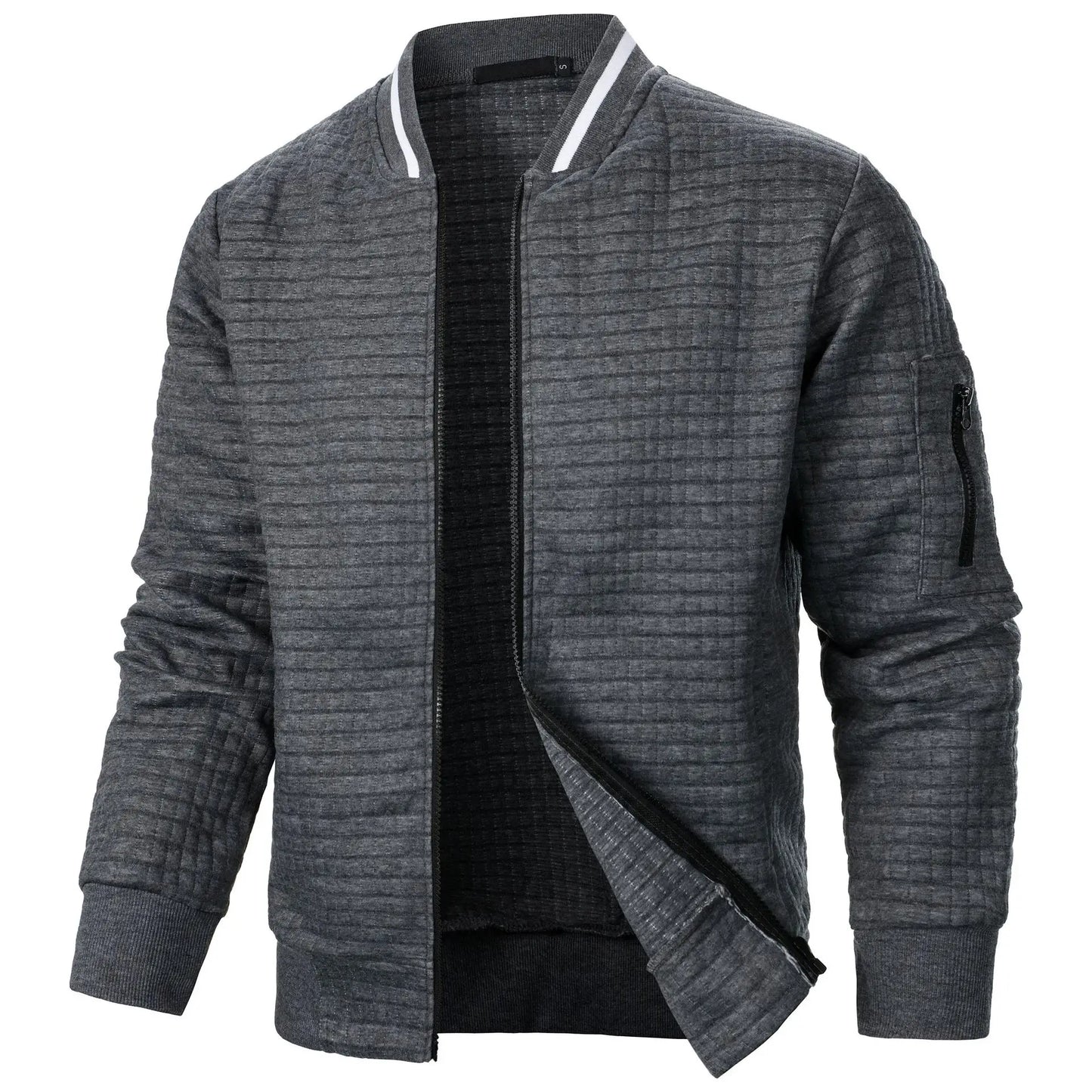 2024 Hot Selling Men's Four Seasons Waffle Full Zipper Top Men's Slim Fit Versatile Sweatshirt Men's Casual Cardigan Sweatshirt
