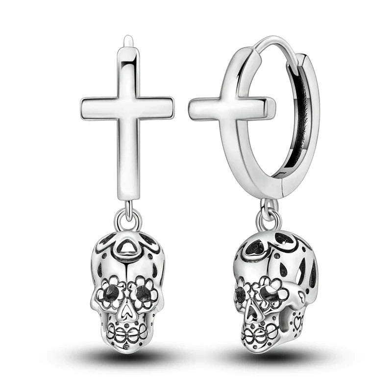 Genuine 925 Sterling Silver Love Feather Earrings Fit Original Charms Hoop For Women Girls Stud Earring Fine Jewelry Gifts