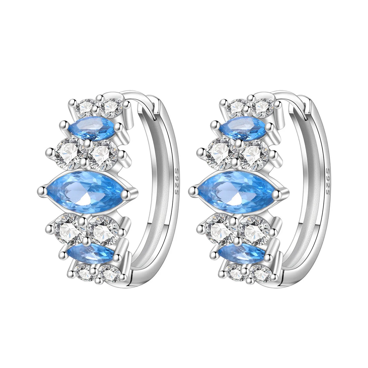 PANPOKI S925 Sterling Silver Purple Zircon Series Earrings Hoop Earrings For Women Jewelry Original Party Trendy Gifts