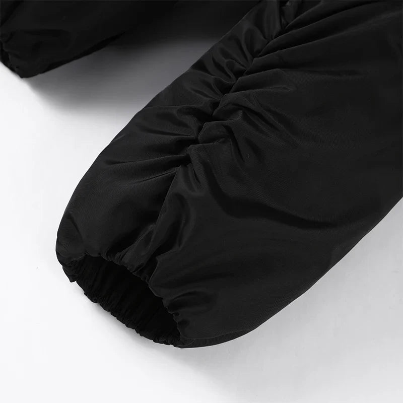 Fashion Faux Fur Patchwork Cotton Coat Women Lapel Zipper Pocket Cropped Street Warm Jacket 2026 Winter Lady Puffer Jackets New