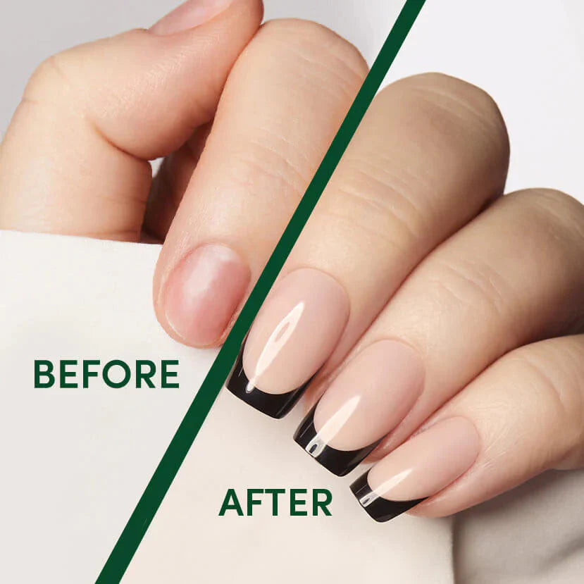 Classic Black French Square Nails - Press On Nails | Long Lasting & Reusable