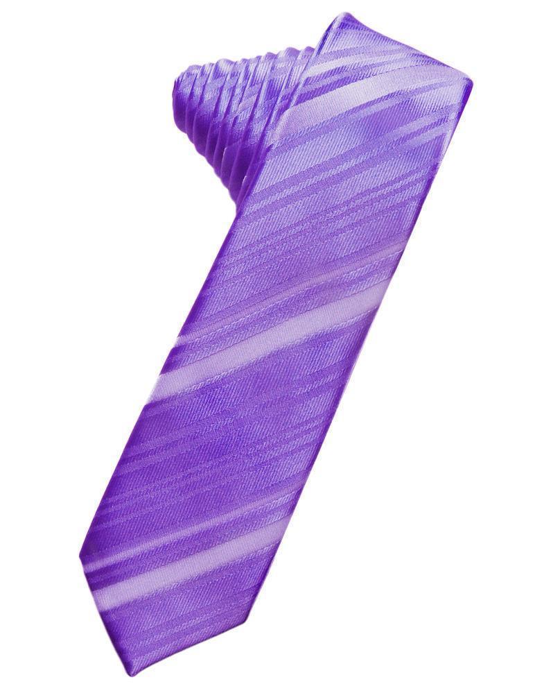 Striped Satin Skinny Necktie Self Tie