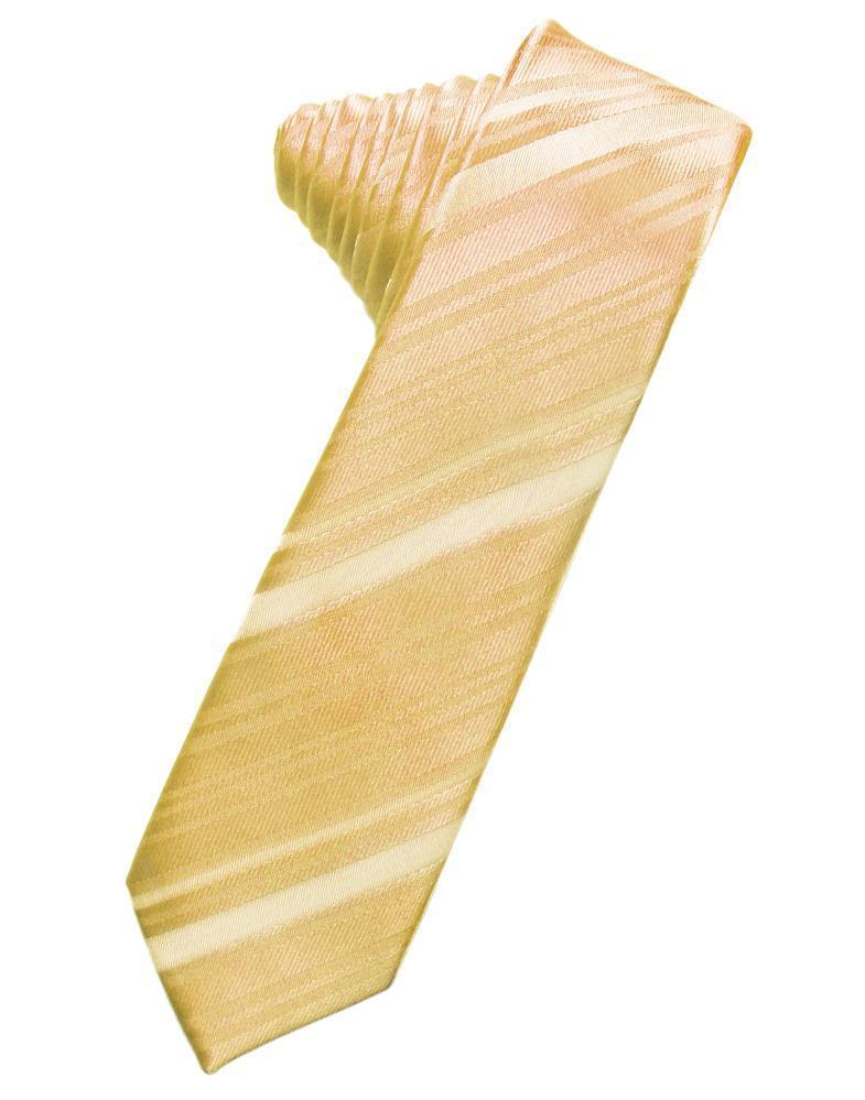 Striped Satin Skinny Necktie Self Tie