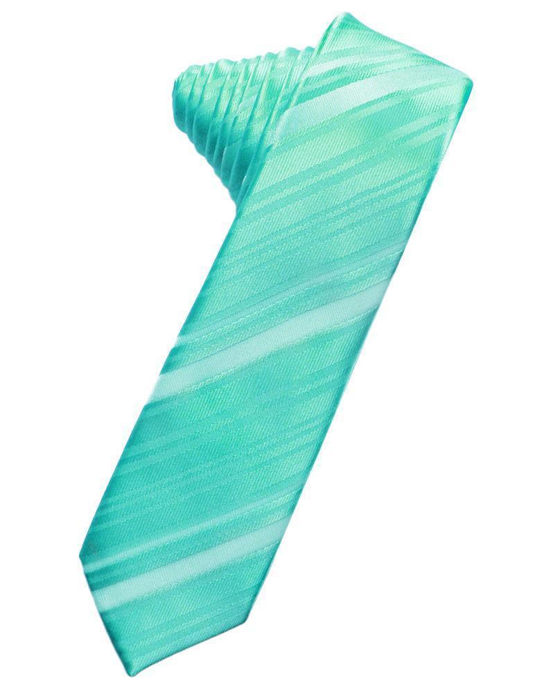 Striped Satin Skinny Necktie Self Tie