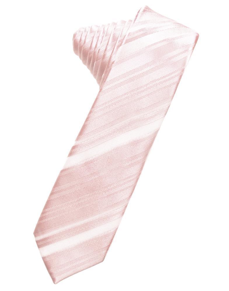 Striped Satin Skinny Necktie Self Tie