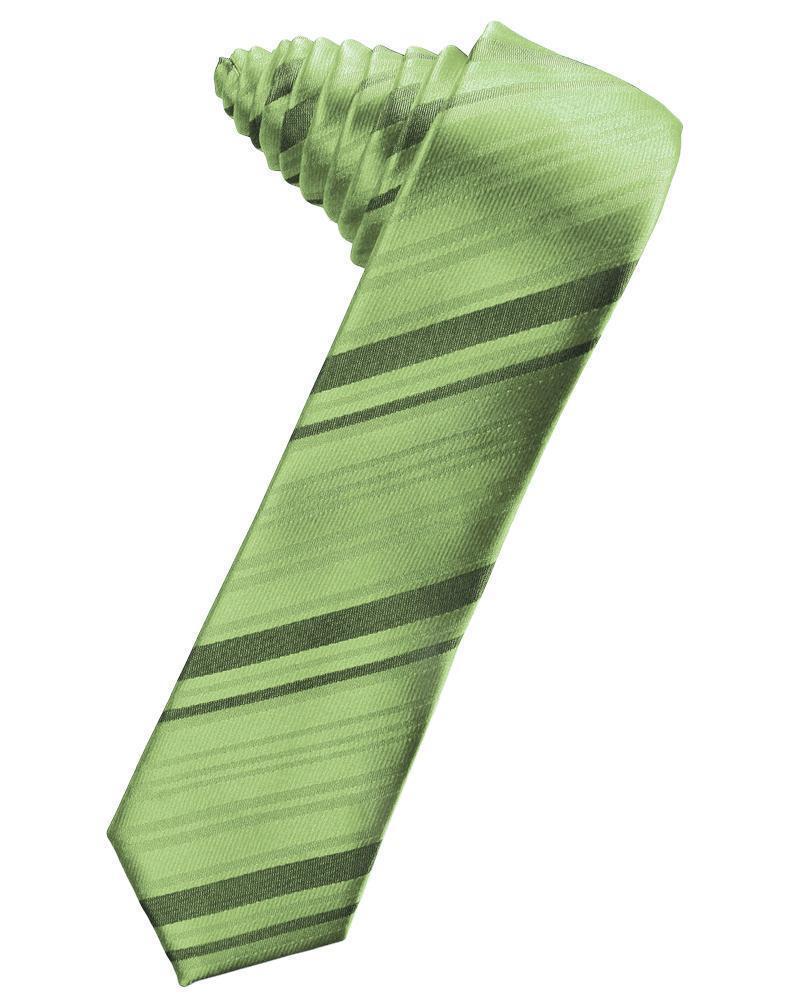 Striped Satin Skinny Necktie Self Tie