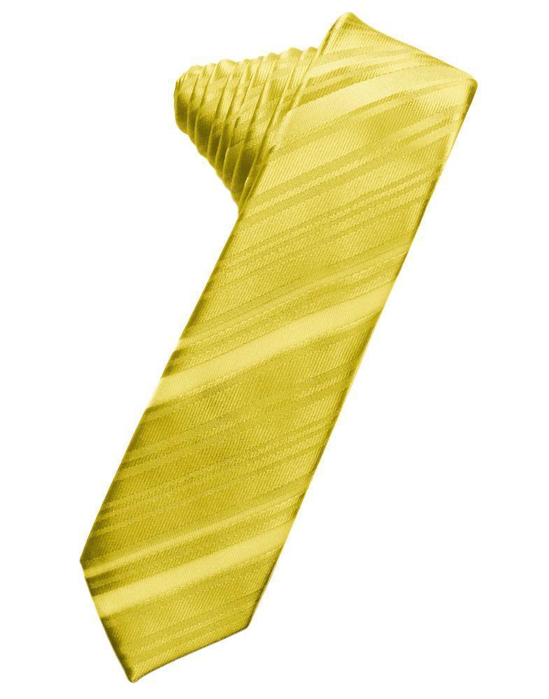 Striped Satin Skinny Necktie Self Tie