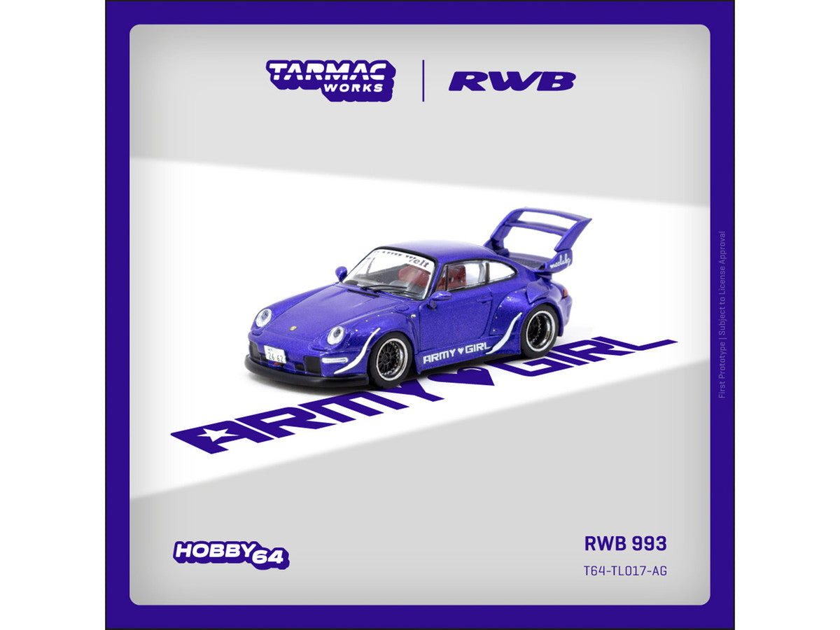 RWB 993 "Army Girl" Purple Metallic "Hobby64" Series 1/64 Diecast Model Car by Tarmac Works